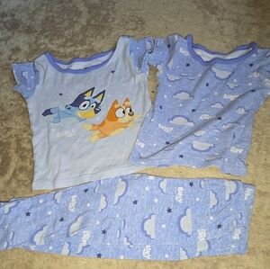 3T Bluey Kids Pajama Set - Blue and White